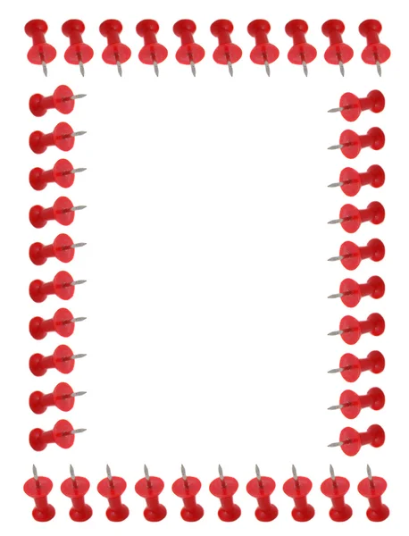 Rand Der Roten Stecknadeln Isoliert Auf Weißem Hintergrund — Stockfoto