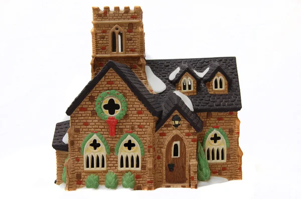 Ein Englisches Miniaturhaus Isoliert Auf Weißem Hintergrund Sehr Schönes Weihnachtsthema — Stockfoto