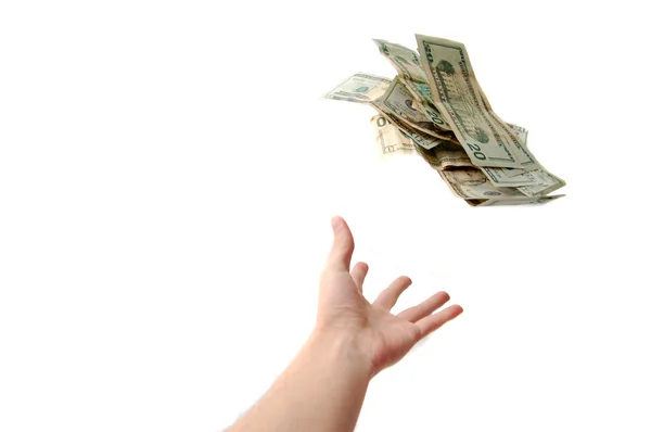 Mão jogando dinheiro — Fotografia de Stock