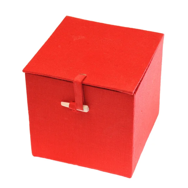 Une Boîte Noël Rouge Isolée Sur Fond Blanc — Photo