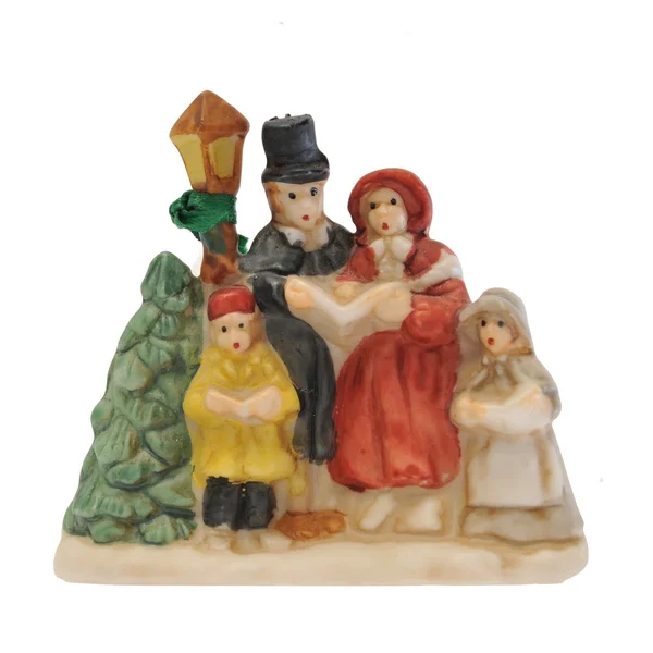 Wax miniatuur standbeeld van carolers Kerstmis — Stockfoto