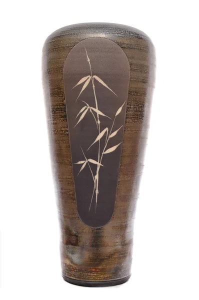 Tall Raku Art Pot Aislado Blanco — Foto de Stock