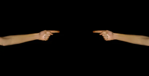 Dwie ręce, wskazując — Zdjęcie stockowe