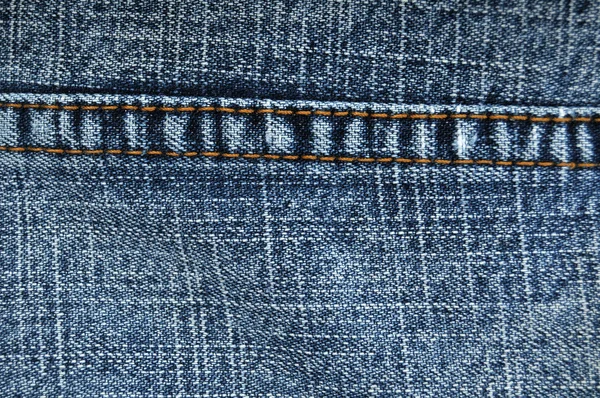 Jeans blu primo piano di cuciture — Foto Stock
