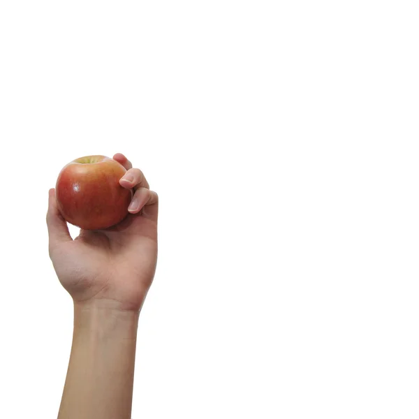 Hand Holding Red Apple Isolated White — Stock Photo, Image