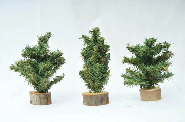 Miniatur Christbaumfiguren Aus Kunststoff Isoliert Auf Weißem Hintergrund — Stockfoto