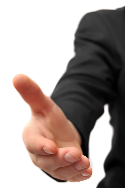 Closeup Hand Handshake Isolated White — Stock Photo, Image