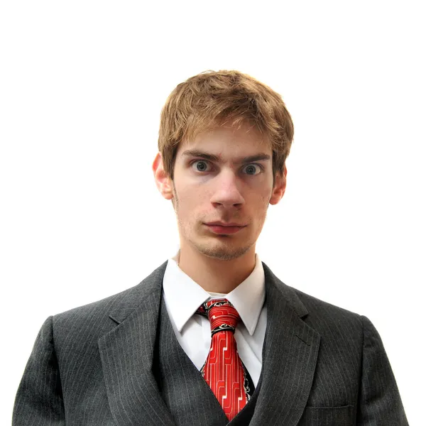 Ernster und direkter, emotionsloser Mann im Anzug — Stockfoto