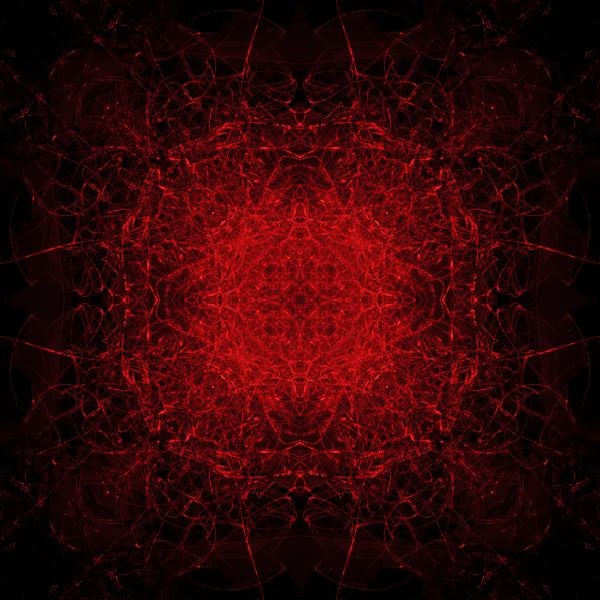 非常に赤い熱い炎および悪魔をテーマにした火花の長時間露光 シームレスな対称パターン — ストック写真