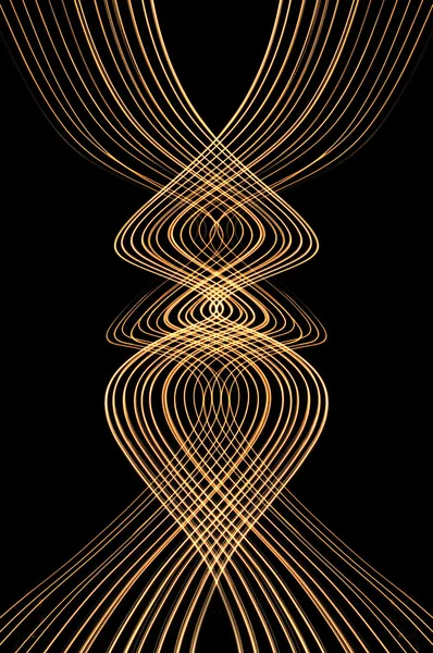 Wavy Abstract Glowing Lines Isolated Black Background — Stok fotoğraf