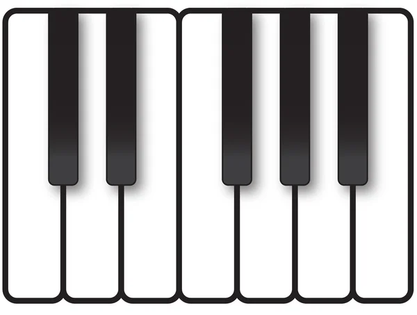 Zongora Billentyűk Találat Egy Oktáv Megjegyzi Smiple Fekete Fehér Minimalista — Stock Fotó