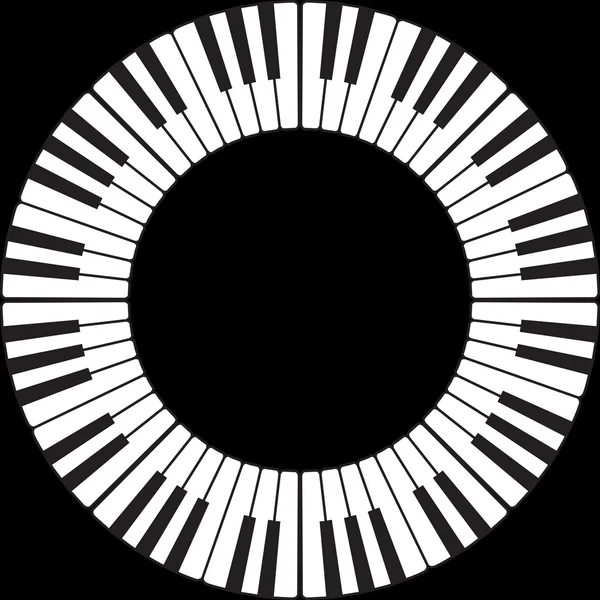 Πλήκτρα Του Πιάνου Ένα Κύκλο Δαχτυλίδι Απομονώνονται Μαύρο — Φωτογραφία Αρχείου