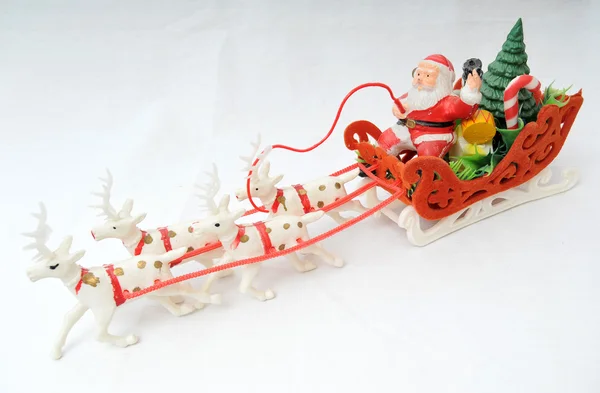 Santa Zijn Slee Leveren Presenteert — Stockfoto