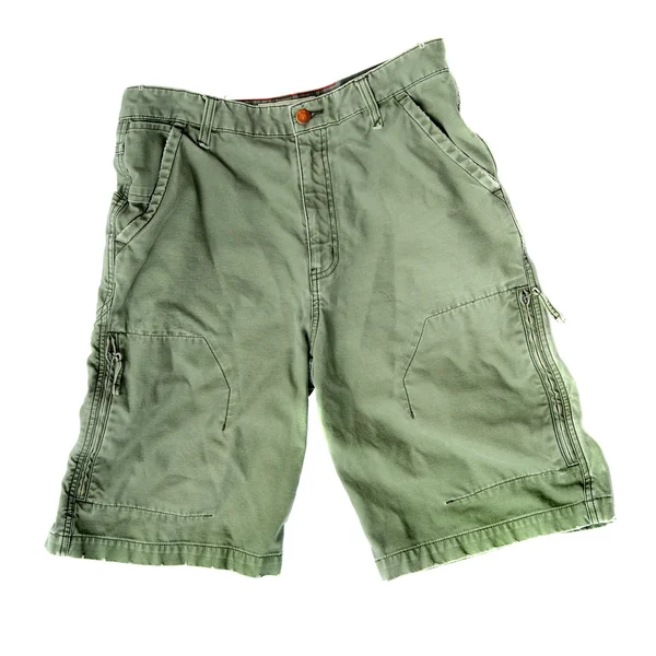 Par Campismo Verde Camuflagem Livre Shorts Verão Isolado Fundo Branco — Fotografia de Stock