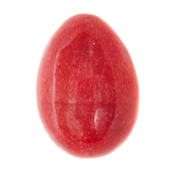 Ovo Pedra Vidro Vermelho Tingido Vermelho Isolado Fundo Branco — Fotografia de Stock