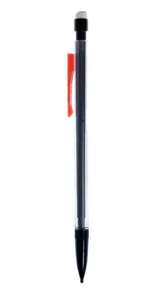 Izole Kırmızı Klipsli Beyaz Arka Plan Üzerinde Mekanik Kurşun Kalem — Stok fotoğraf