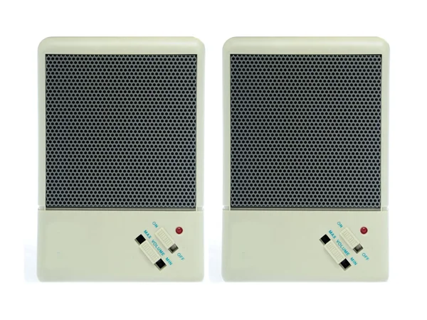 Ett Par Två Datorhögtalare Isolerad Vit Bakgrund Stereo — Stockfoto