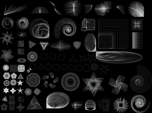 Sammlung Von Vielen Verschiedenen Abstrakten Formen Schwarz Weiß Bild Diese — Stockfoto