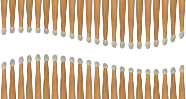 Verschillende Drumsticks Geïsoleerd Wit Creëert Een Abstracte Achtergrondpatroon Naadloze — Stockfoto