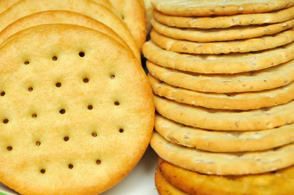 Bunch Buttermilk Crackers Neatly Arranged Rows — Stock Photo, Image