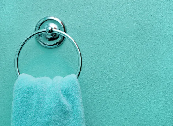 Teal Bathroom Towel — Stock Photo, Image