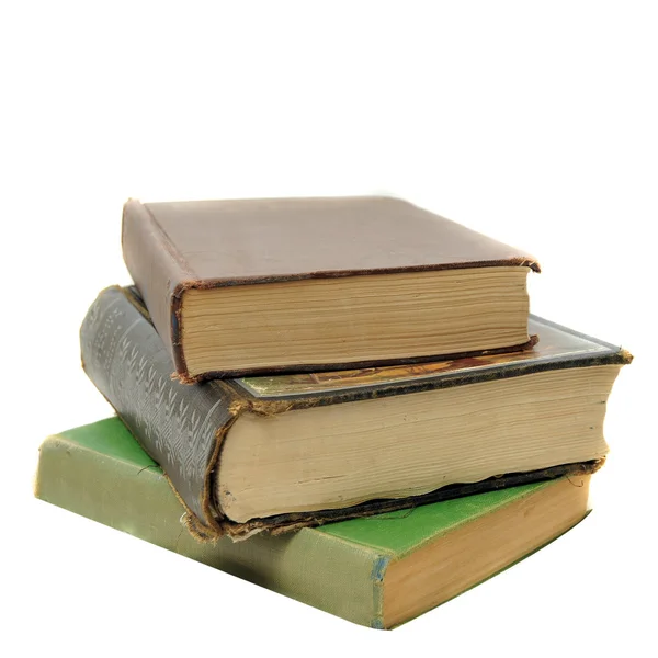 Pilha Livros Antigos Antigos Vintage Isolados Fundo Branco — Fotografia de Stock