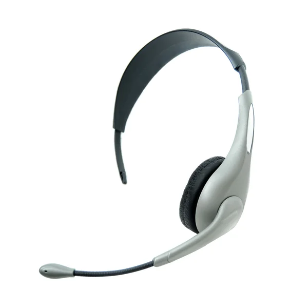 Standardowy Zestaw Słuchawkowy Mikrofonem Koniec Przodu Stronie Słuchania Ucho Ucho — Zdjęcie stockowe