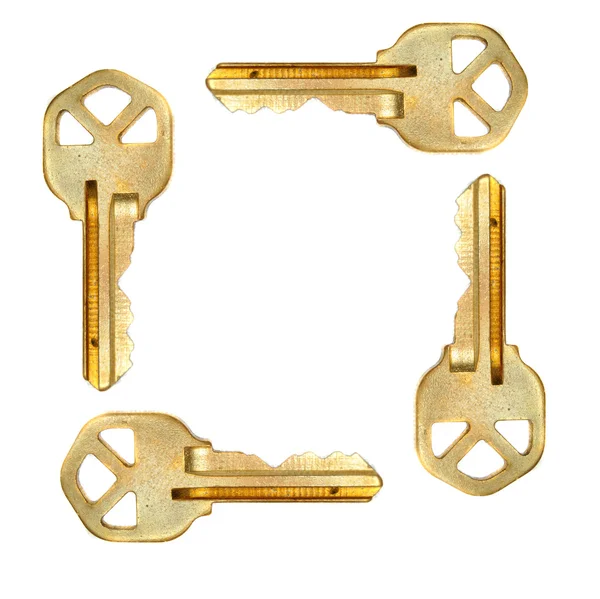 Four Gold Keys Background Border — Stock Photo, Image