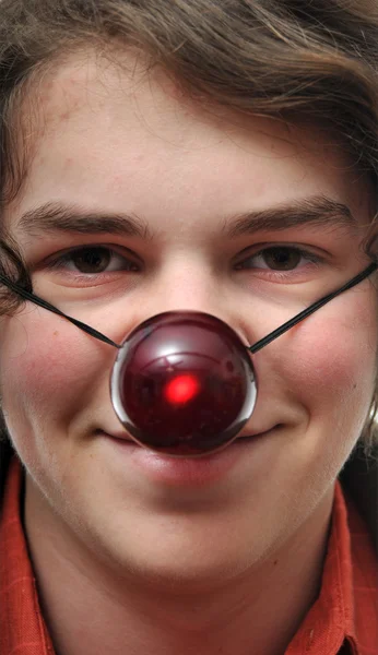 Male with red nose — Stock Photo, Image