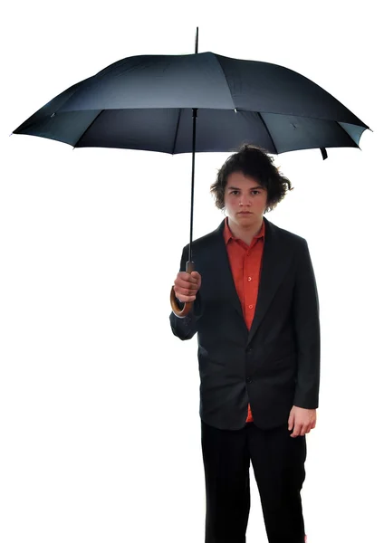 Işadamı ile ubrella — Stok fotoğraf