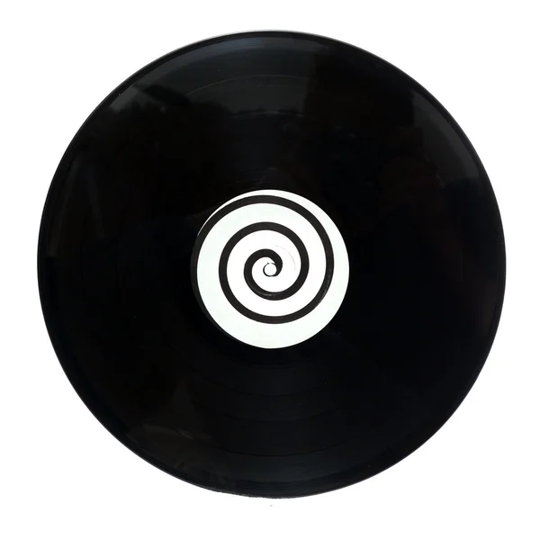 Egy Elszigetelt Kerek Kerek Vinyl Zene Rekord Középen Spirális Design — Stock Fotó