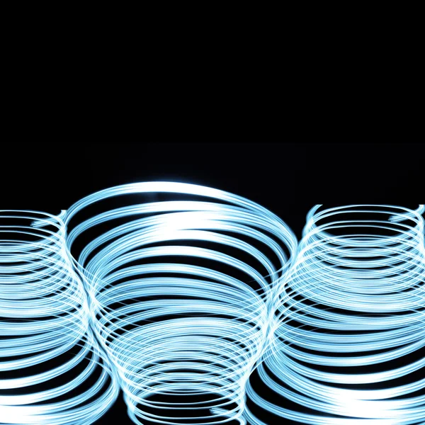 Abstract Design Glowing Blue White Lines Spinning Black Square Frame — Stock Photo, Image