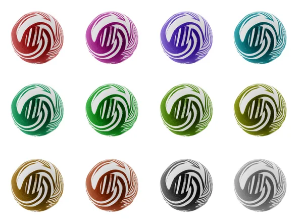 Were Origonally Rubber Balls Photograph Each Ball Different Color Isolated — Stock Photo, Image