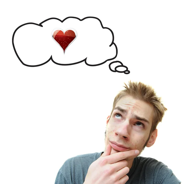 Young Man Thinks Love — Stock Photo, Image