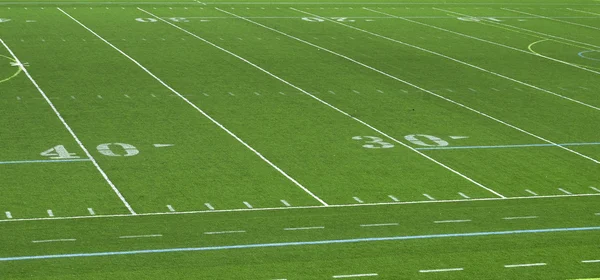 Amerikan Futbolu Alan Çizgileri Stadyumu Görünümünü Yapay Yeşil Çim — Stok fotoğraf