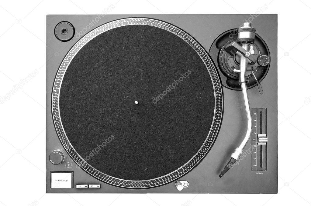 A above view of a DJ turntable.