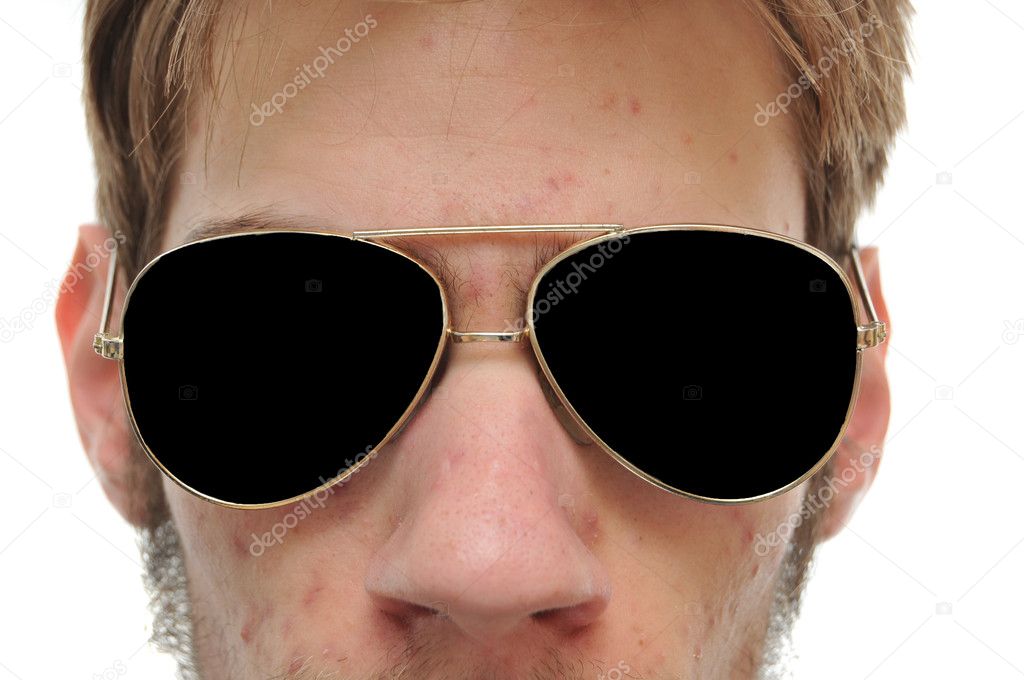 Close up of man with aviator sunglasses