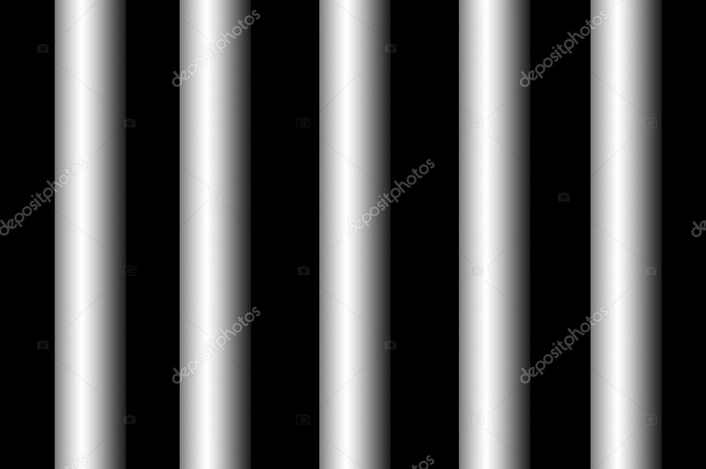 Empty Jail cell with metal bars isolated on black background