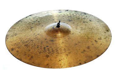 Used cymbal isolated on white background clipart