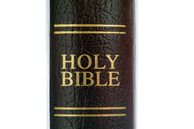 Holy Bible with the spine of the book showing the words Holy Bible isolated on white clipart