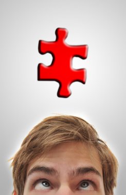 Man looking up at puzzle piece clipart