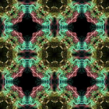 Abstract smoke tile pattern on black background in square frame clipart