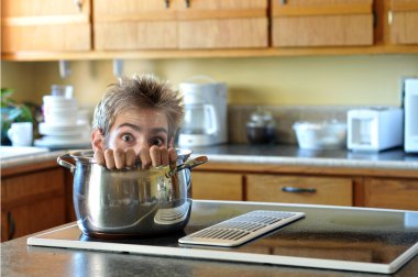 Head Cooking in a Soup Pot on Stove clipart