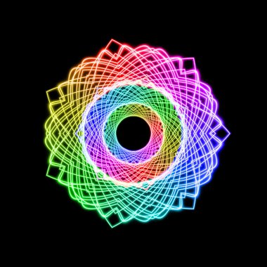 Abstract art element of a colorful rainbow spectrum wheel on black background clipart