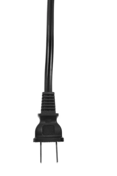 Plug Black Cord Isolated White Background Two Prongs American Plug — Stock Photo, Image