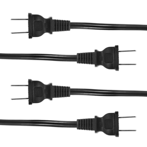 Plug Black Cord Isolated White Background Two Prongs American Plug — Stock Photo, Image