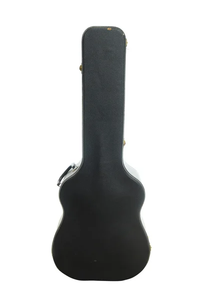 Чорна Шкіра Порожній Класичний Гітарний Футляр Ізольовано Білому Тлі — стокове фото