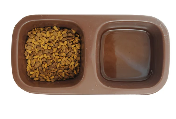 孤立在白色背景上一个棕色的宠物食品容器 — 图库照片