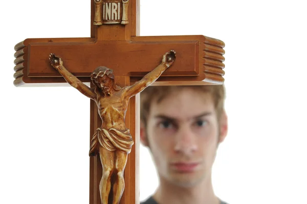 Segurando Crucifixo — Fotografia de Stock