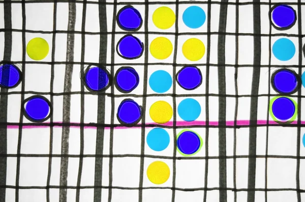 Cuadro Gráfico Abstracto Con Pegatinas Colores Llenando Cajas Con Algunas — Foto de Stock
